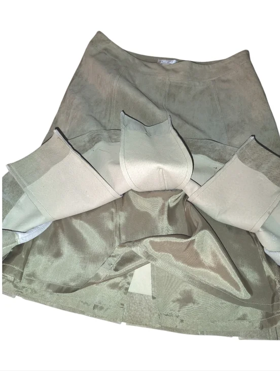 Loft Beige Suede Pleated Hem Skirt Women's Size 6    50 - Picture 7 of 14